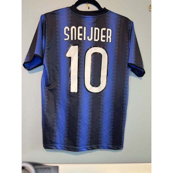 Mens Blue and Black Inter Milan‎ Football Soccer Shirt. No. 10 Sneijder Small - Picture 9 of 10